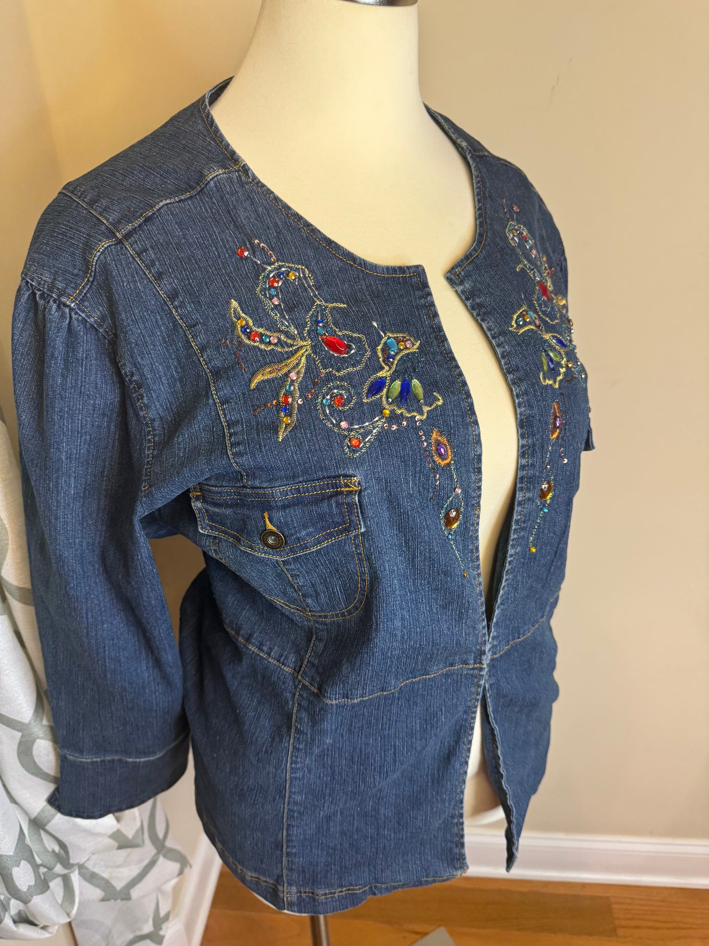 Denim 24/7 Bejeweled and Embroidered Plus Size Jacket