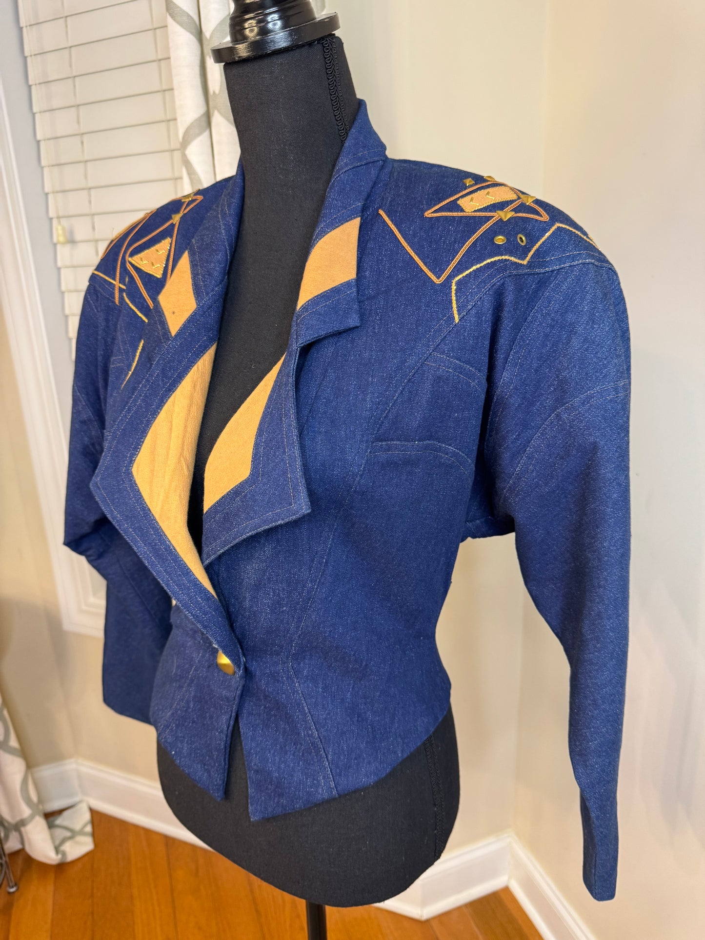 KATSAI Sports Embellished and Embroidered Denim Blazer