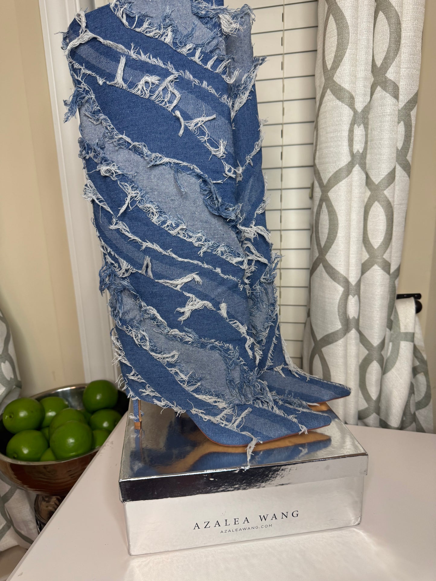 Azalea Wang Distressed Denim Boots