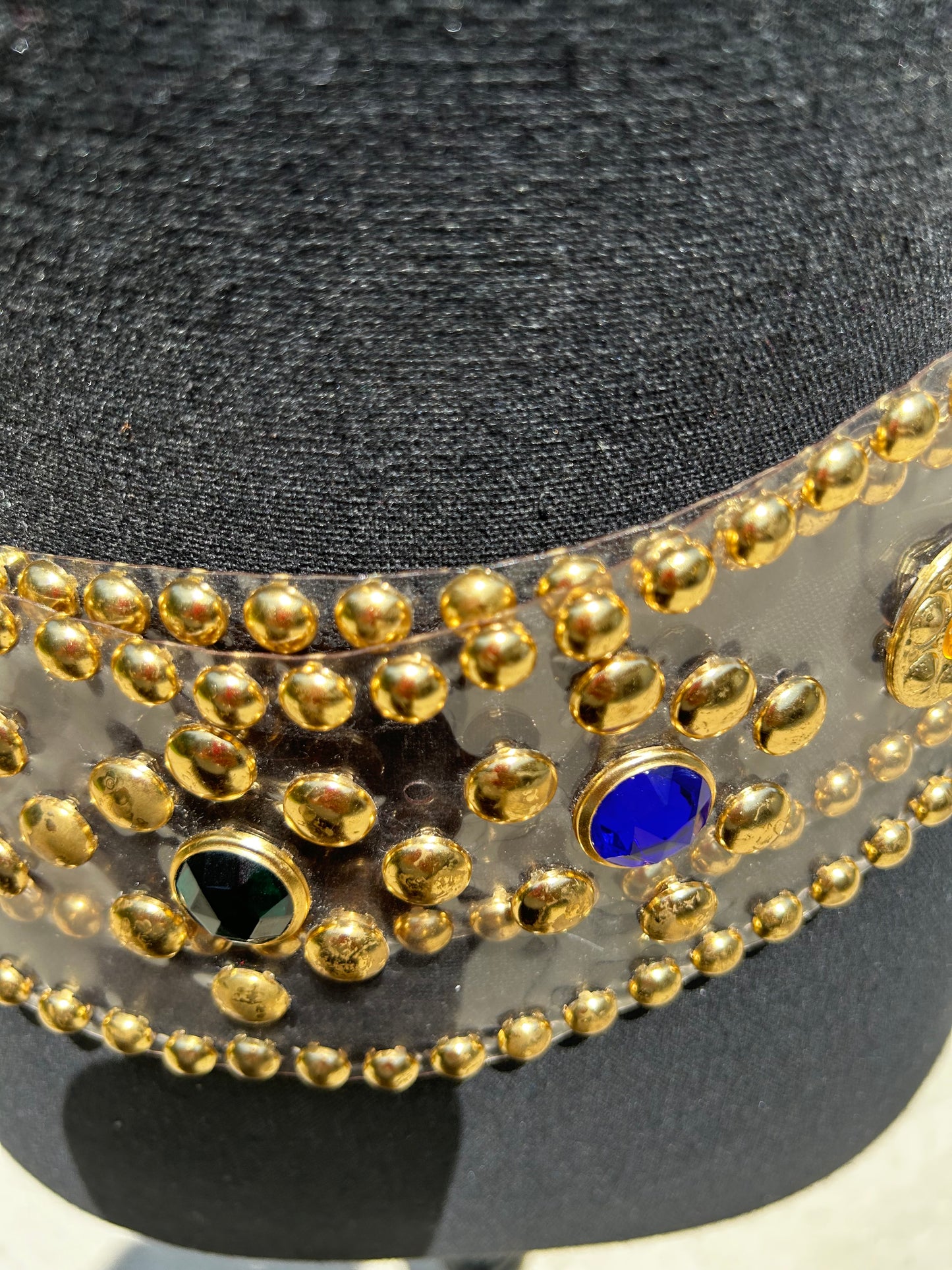 Bejeweled Clear Plastic Belt with Gold Studs