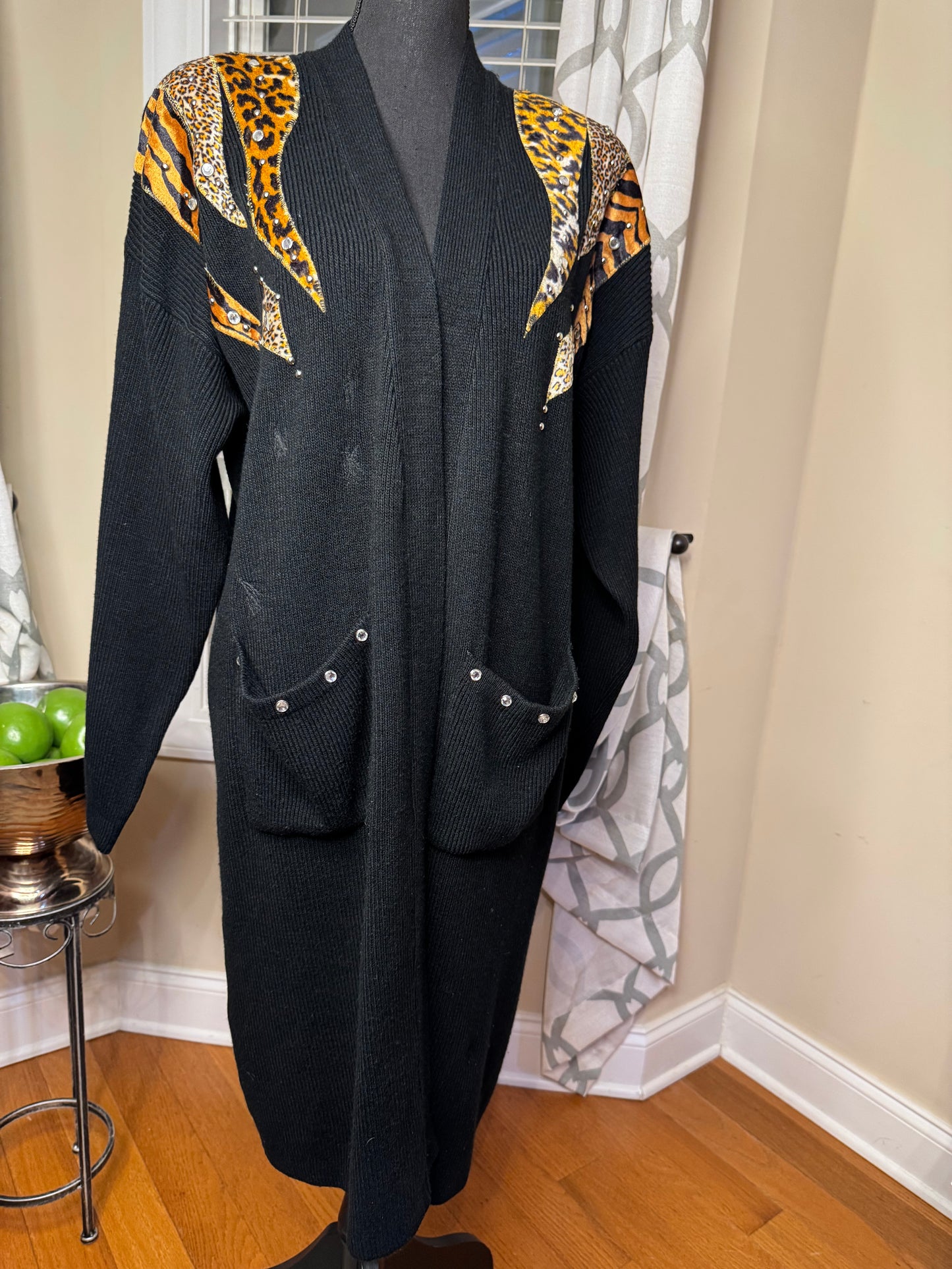 Vtg Animal Trimmed Studded and Bejeweled Duster