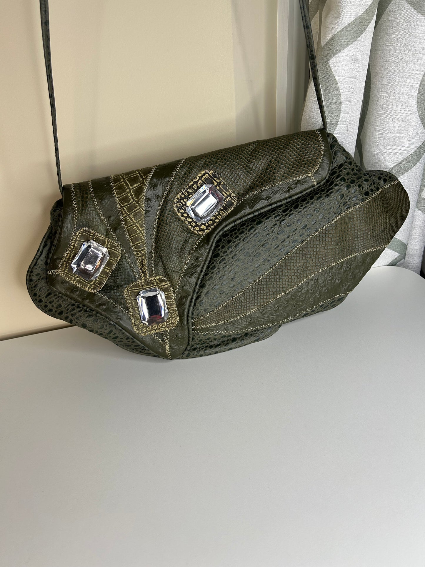 Bags by Maxim Genuine Leather Clutch with Gems