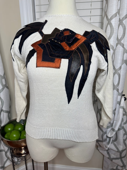 Hanna Lee Embroidered and Beaded Sweater