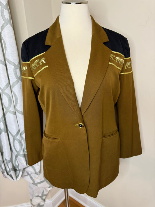Bloomingdales Plus Size Blazer with Gold Lioness Embroidery