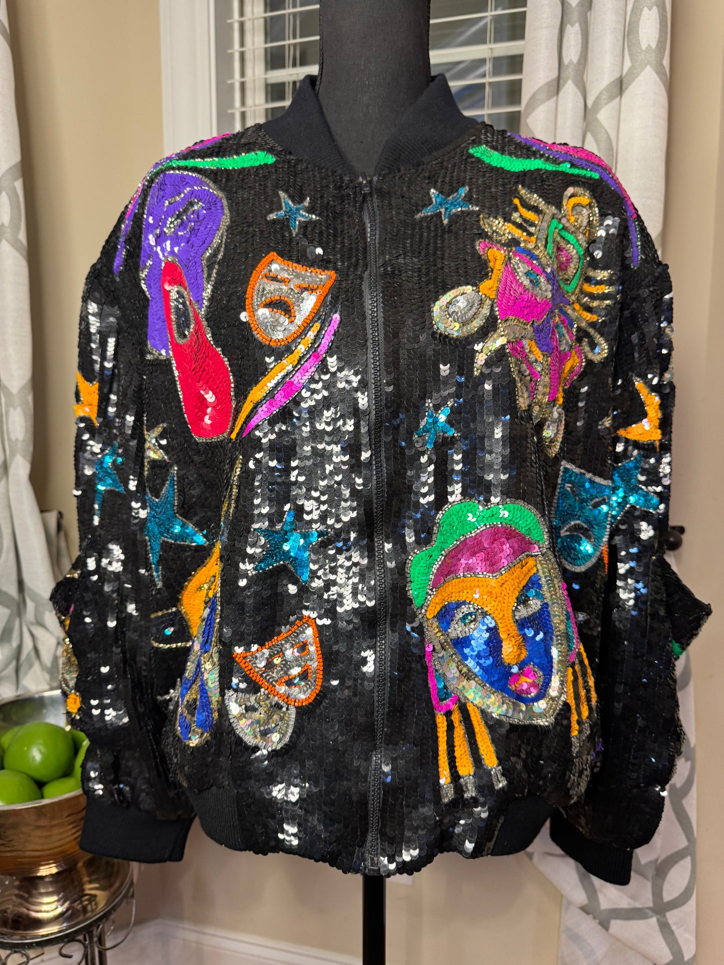 Vtg Sequin Bomber
