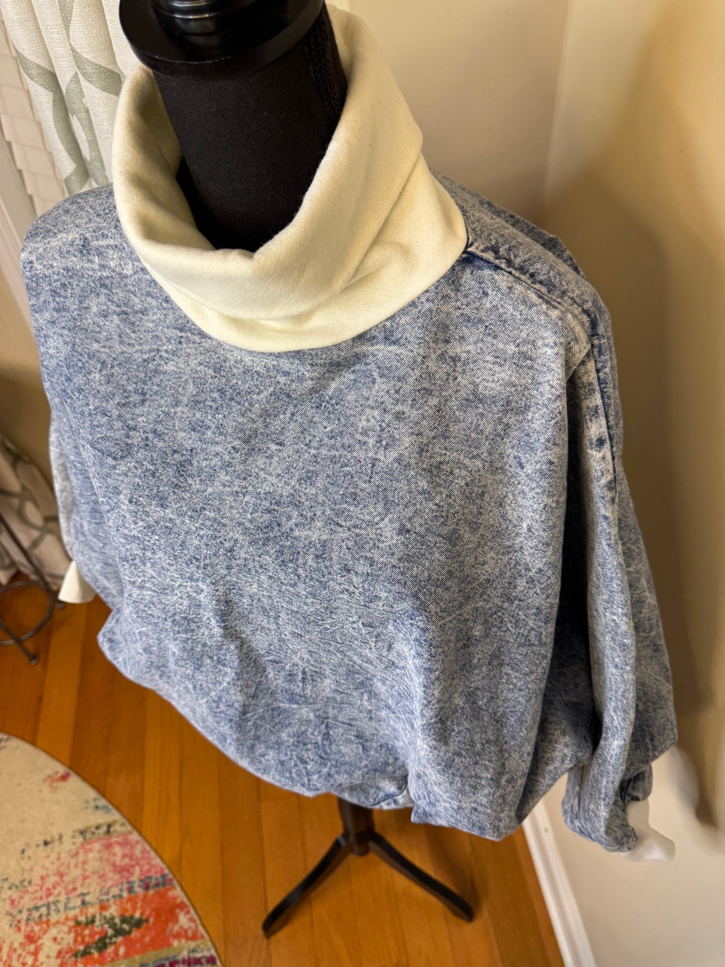 Body by Bishop Acid Wash Denim Dolman Turtleneck