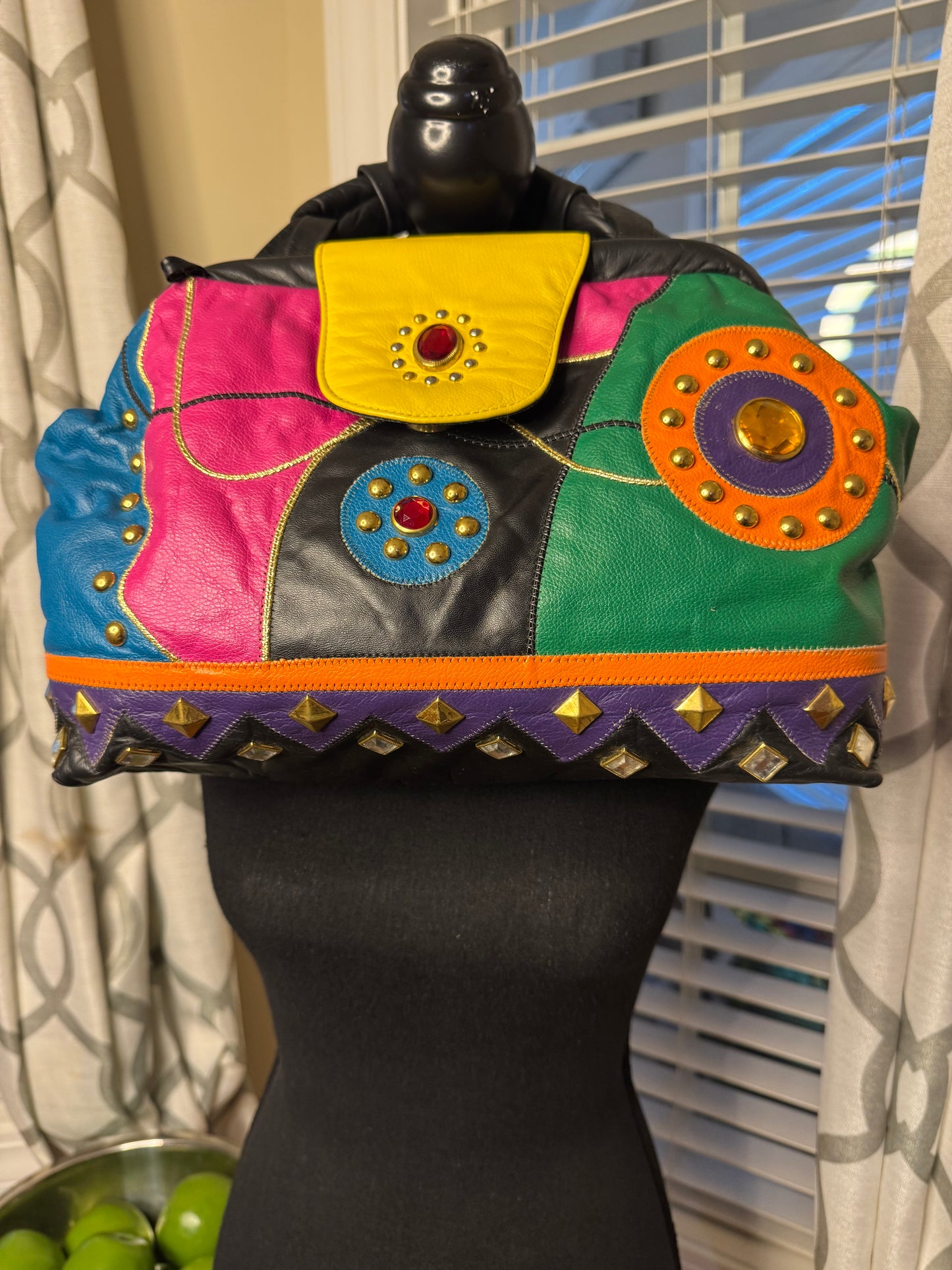 Vtg Bejeweled Color block Purse (No Strap)