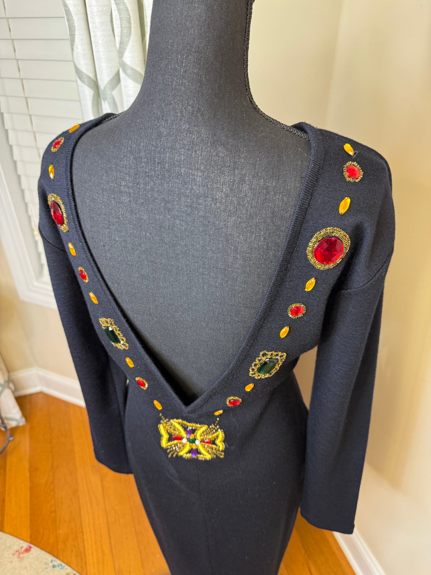 Vtg 80s/90s Fusion Bejeweled Knit Dress