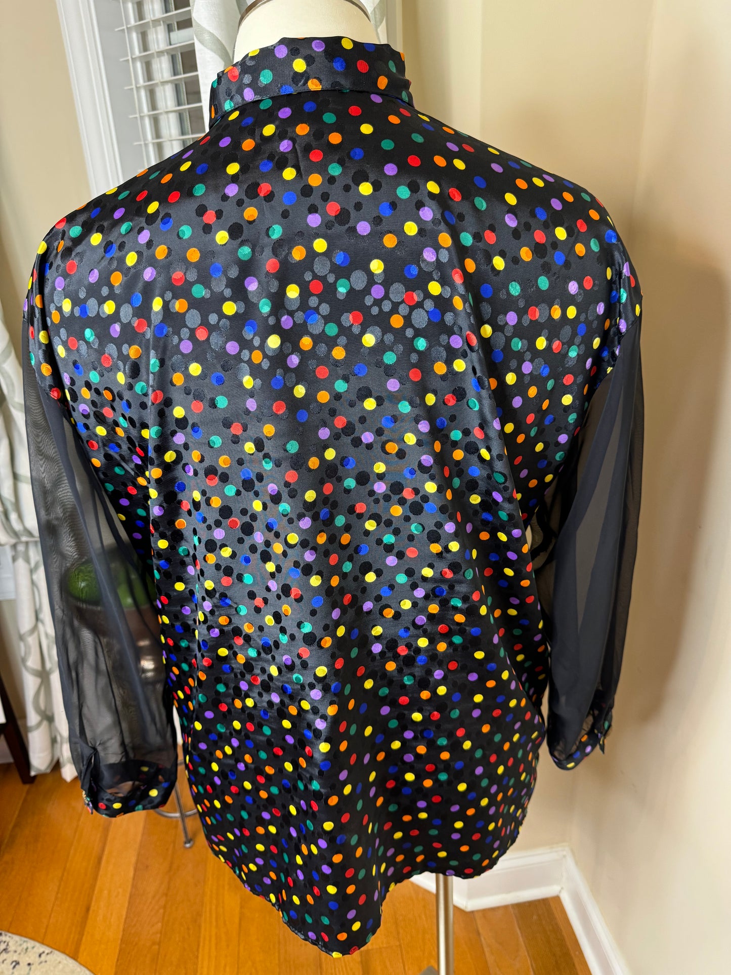 C.M. Shapes Plus Size Polka Dot Sheer Sleeved Shirt