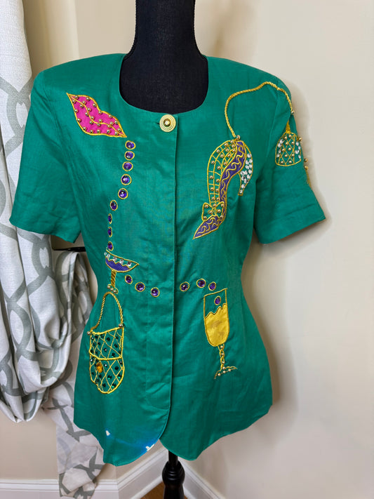 JB Collections Beaded and Embroidered Vtg Blazer
