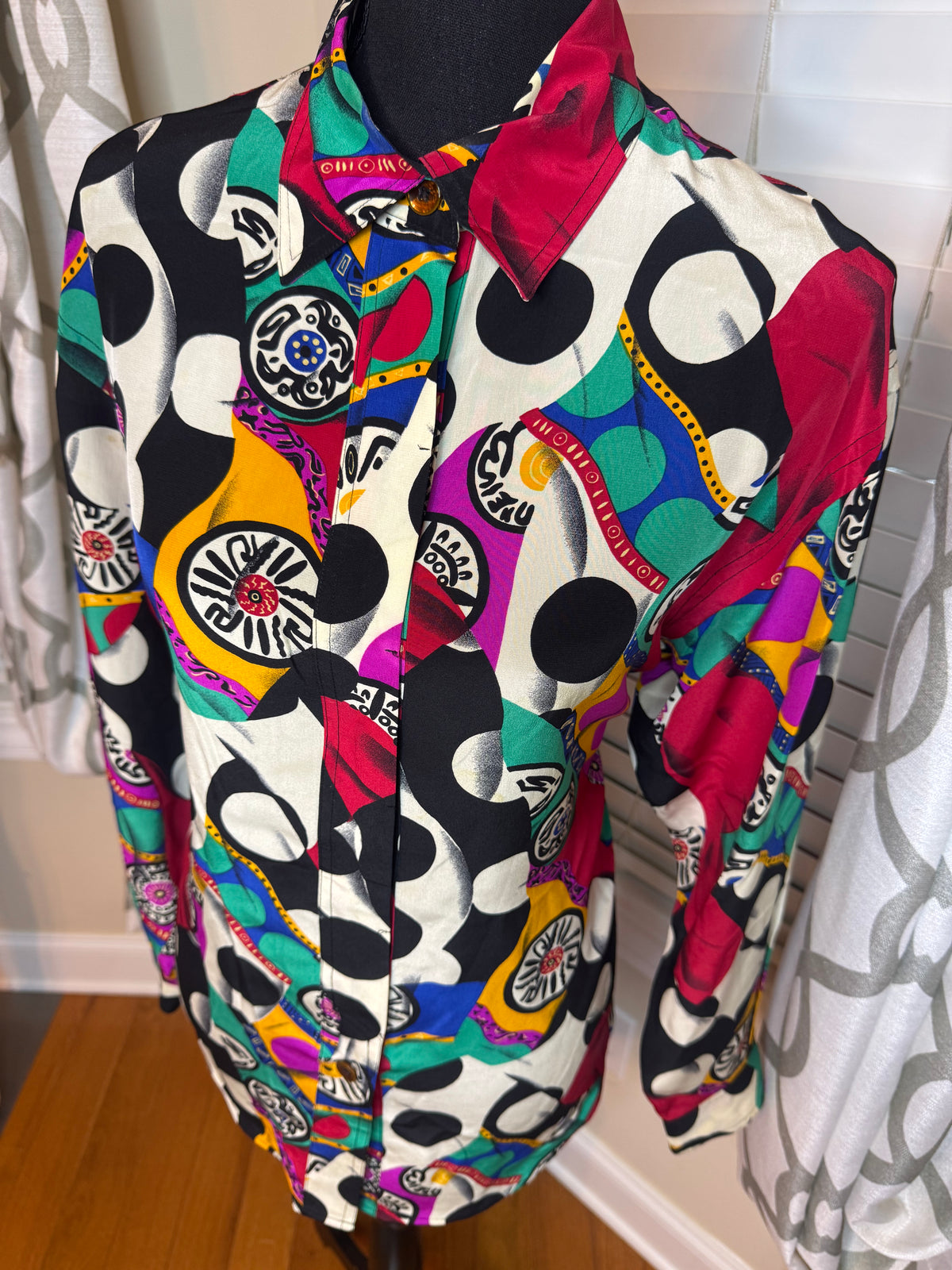 Vtg Pat Argenti Abstract Print Shirt