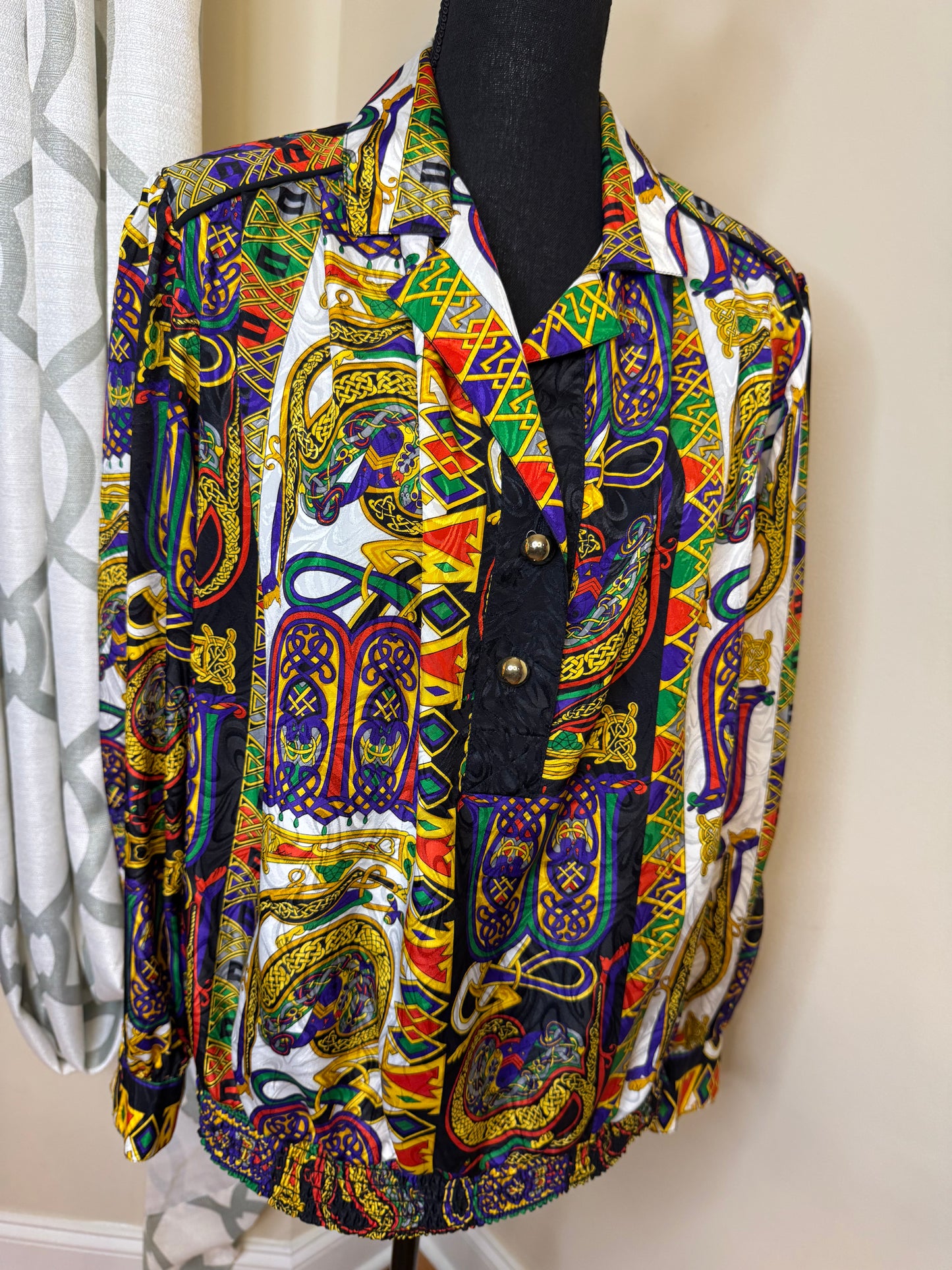 Vtg Three Flags of California Multi Print Shirt