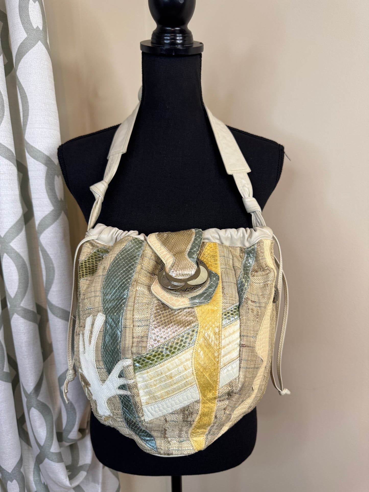 Vintage Sharif Neutral Tone Bucket Bag