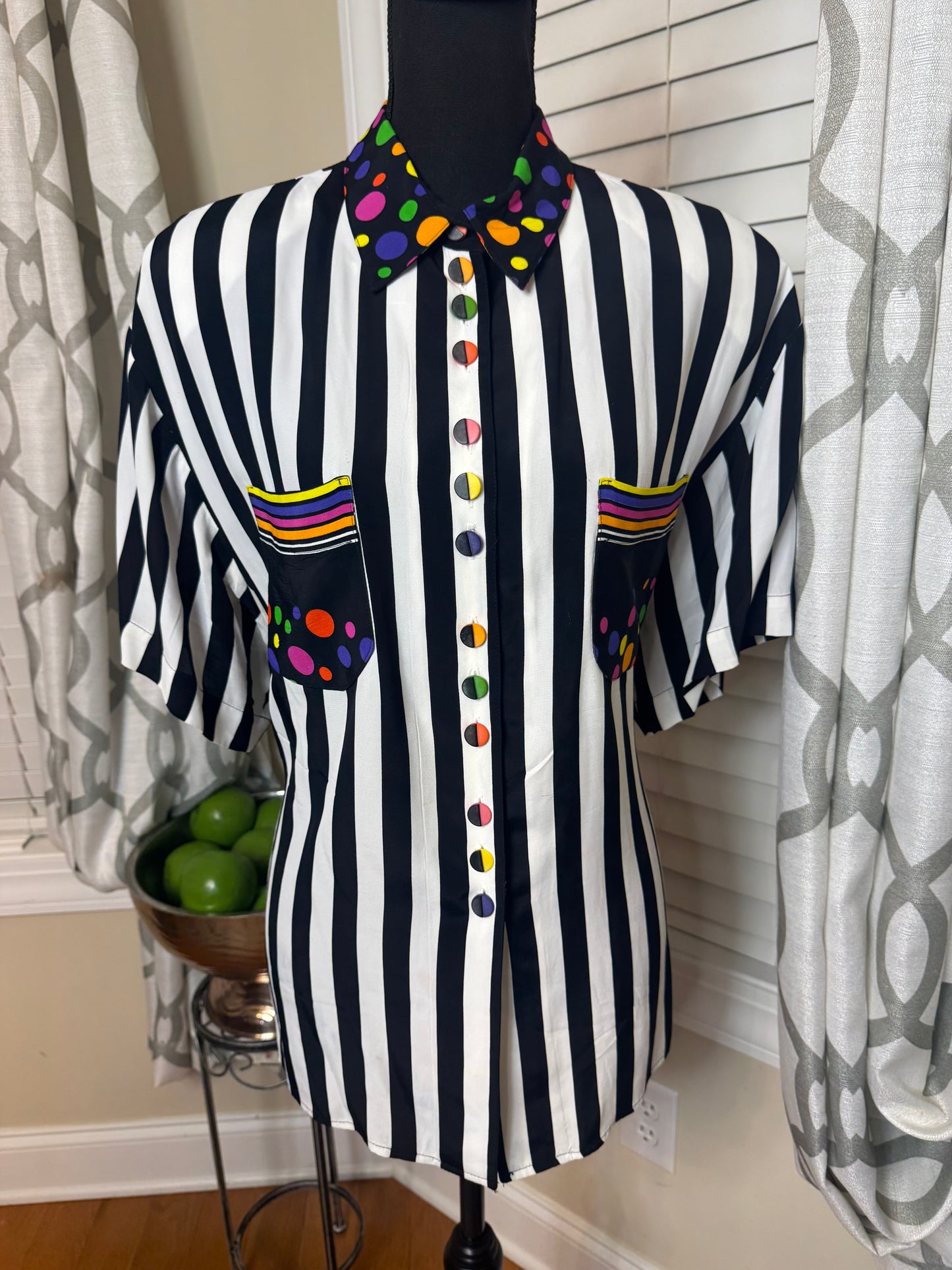 Platimun by Dorothy Schoelen Polka Dot and Striped Shirt