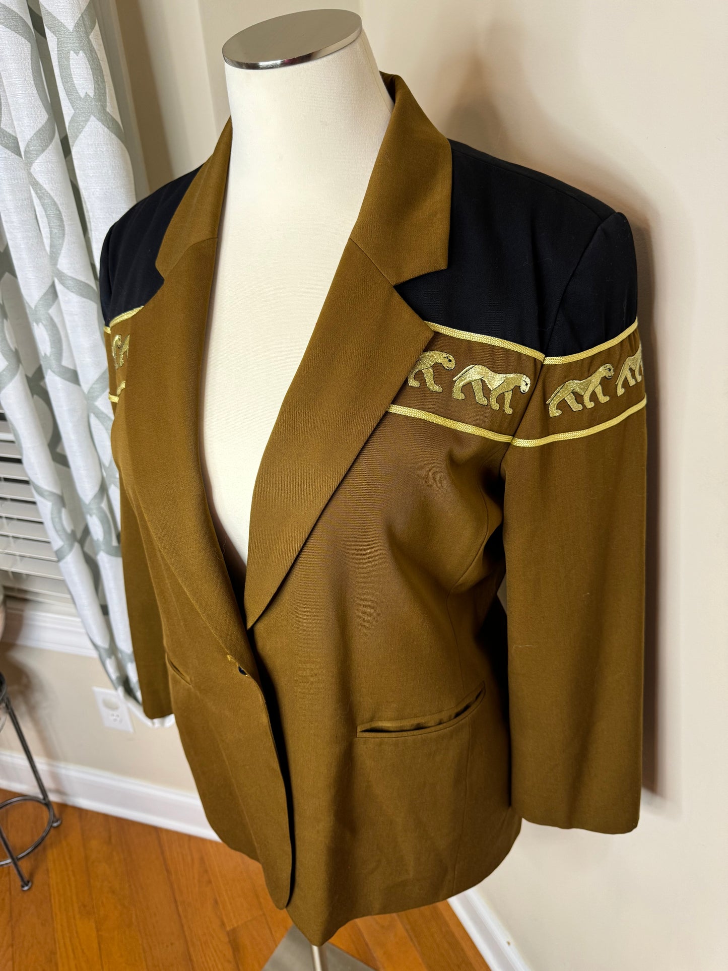 Bloomingdales Plus Size Blazer with Gold Lioness Embroidery