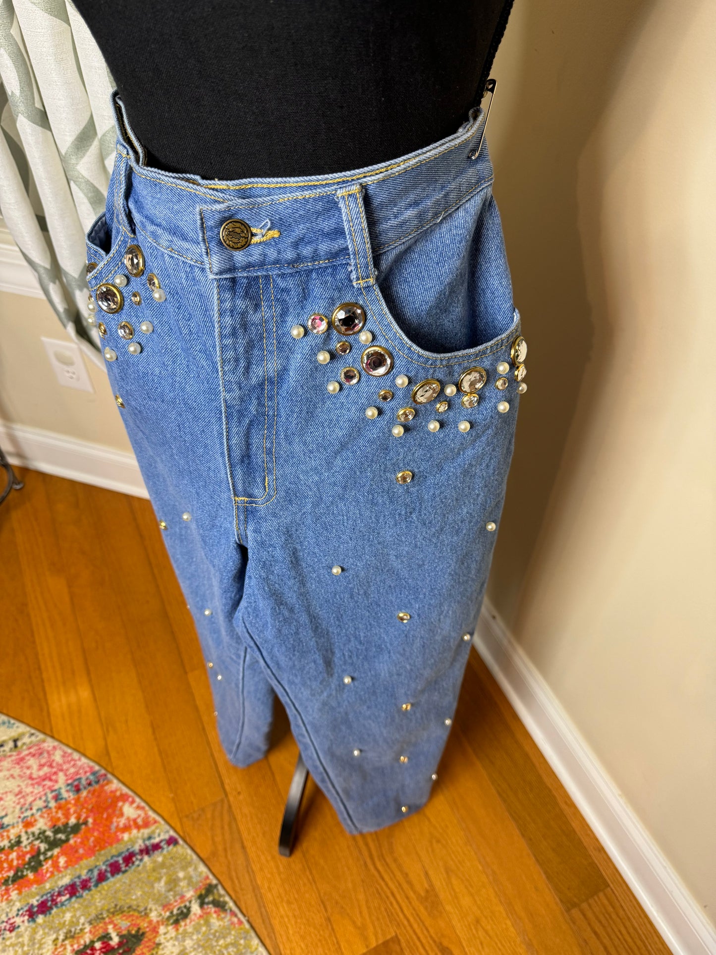 80s Bejeweled/Pearl Monique Jeans