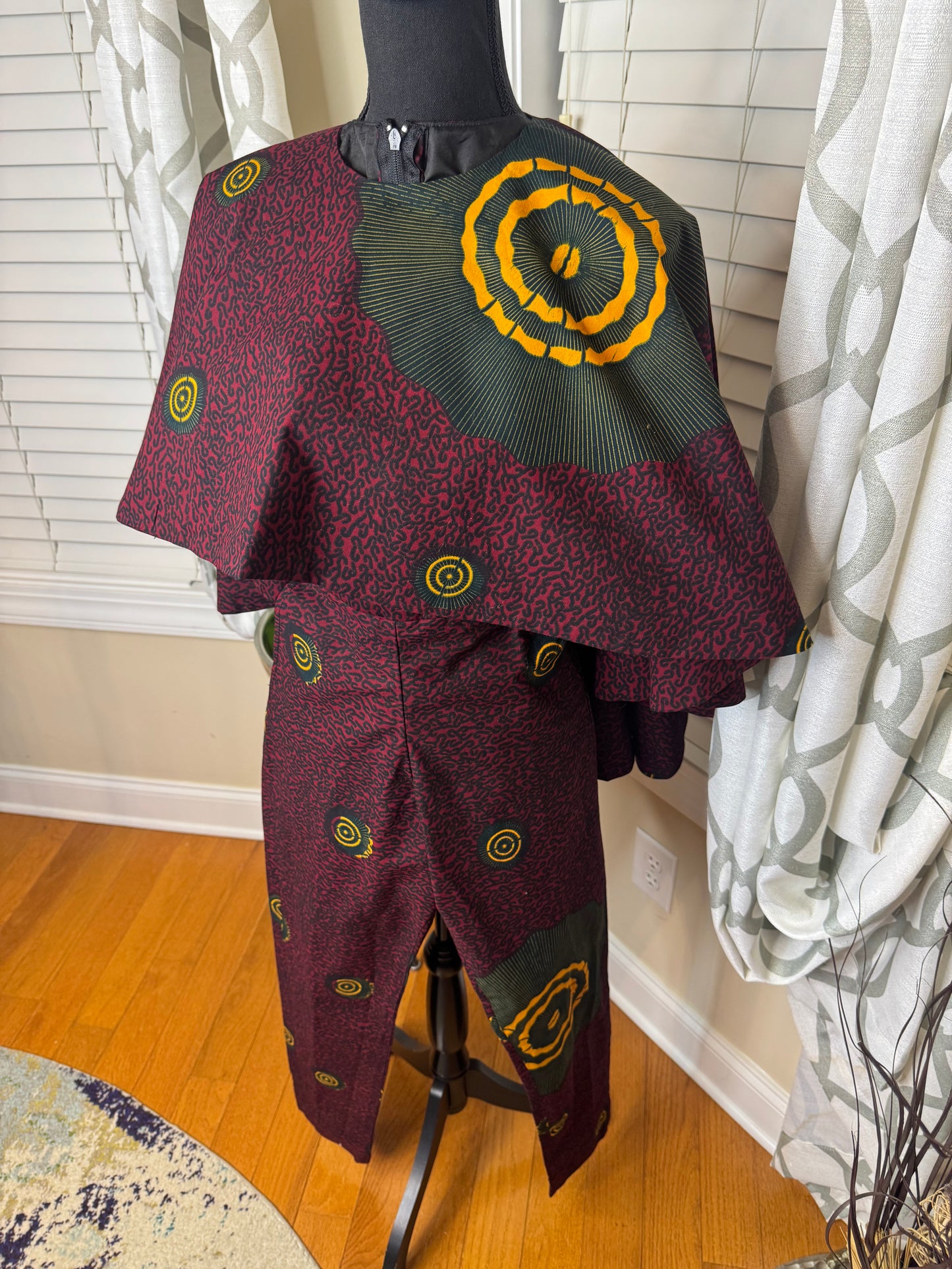 Handmade Ankara Romper with Cape
