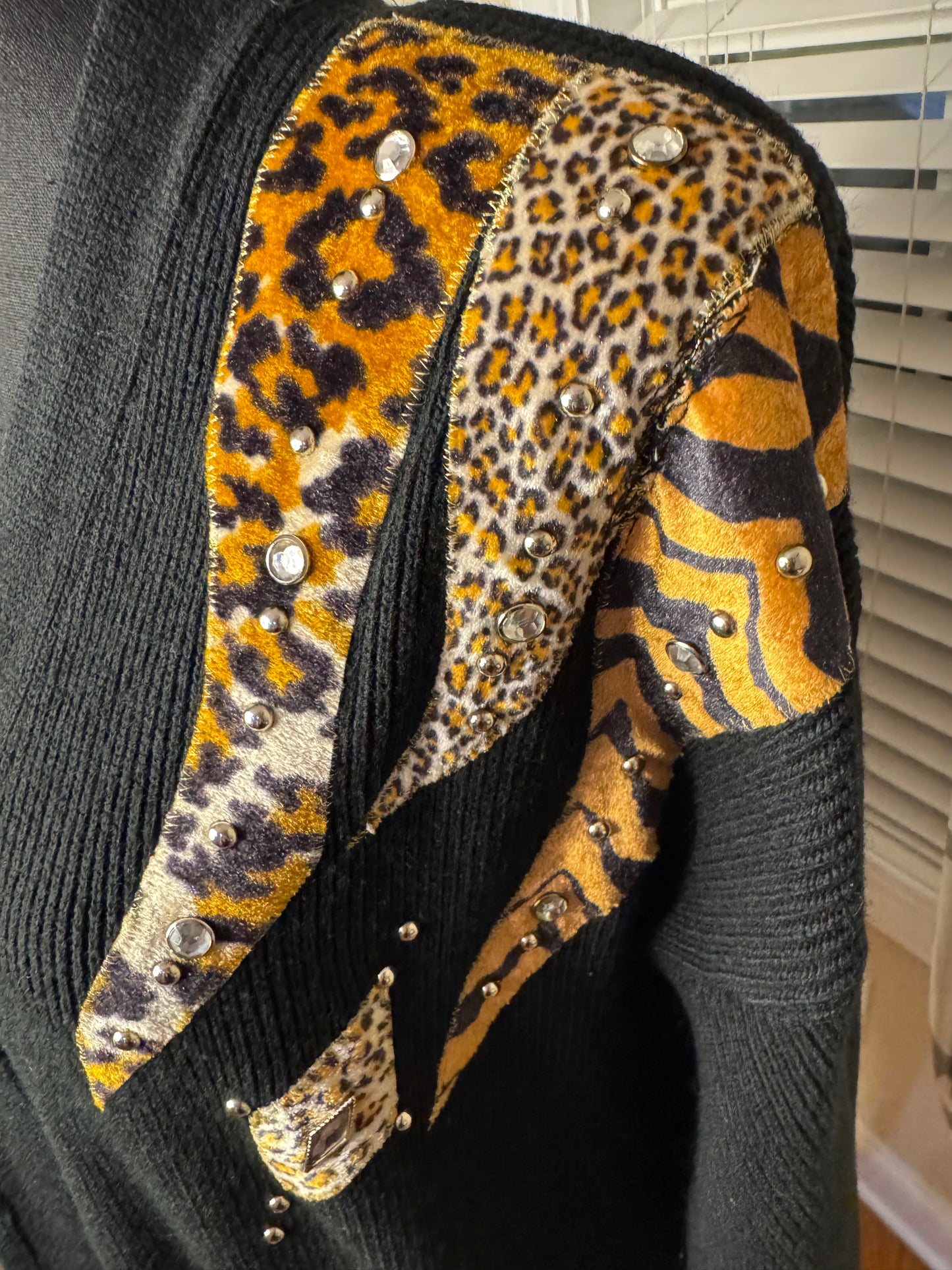 Vtg Animal Trimmed Studded and Bejeweled Duster