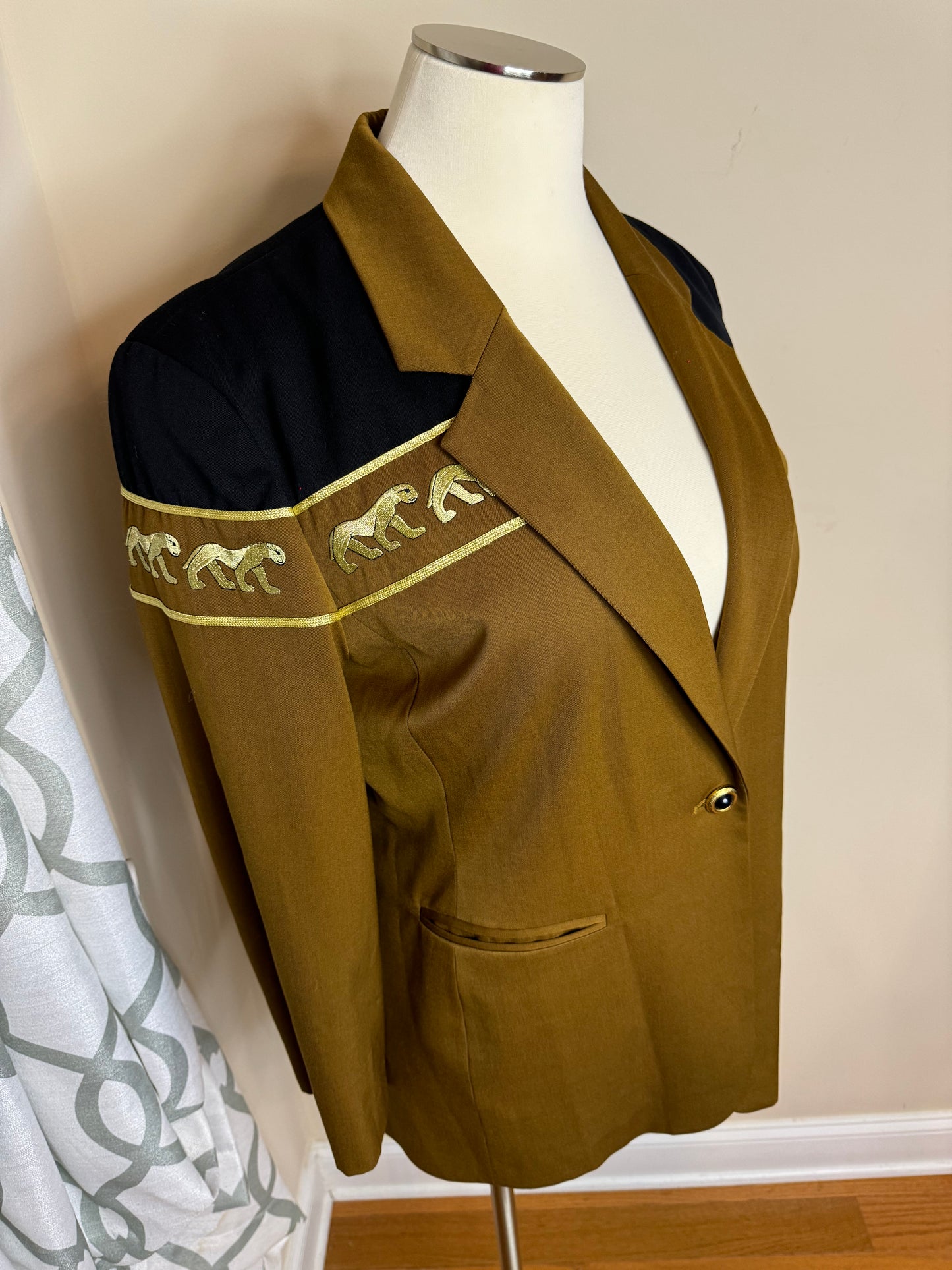 Bloomingdales Plus Size Blazer with Gold Lioness Embroidery