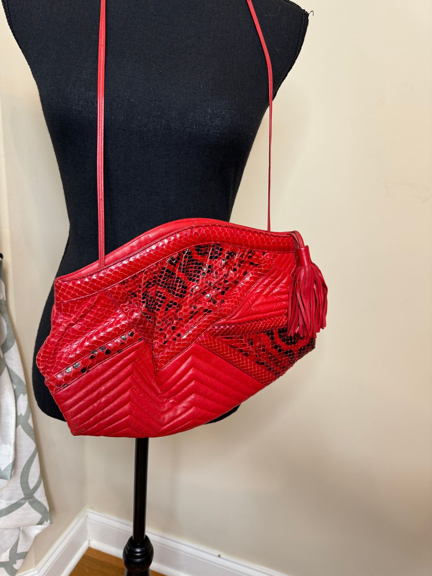 Vtg Sharif Leather Snakeskin Handbag