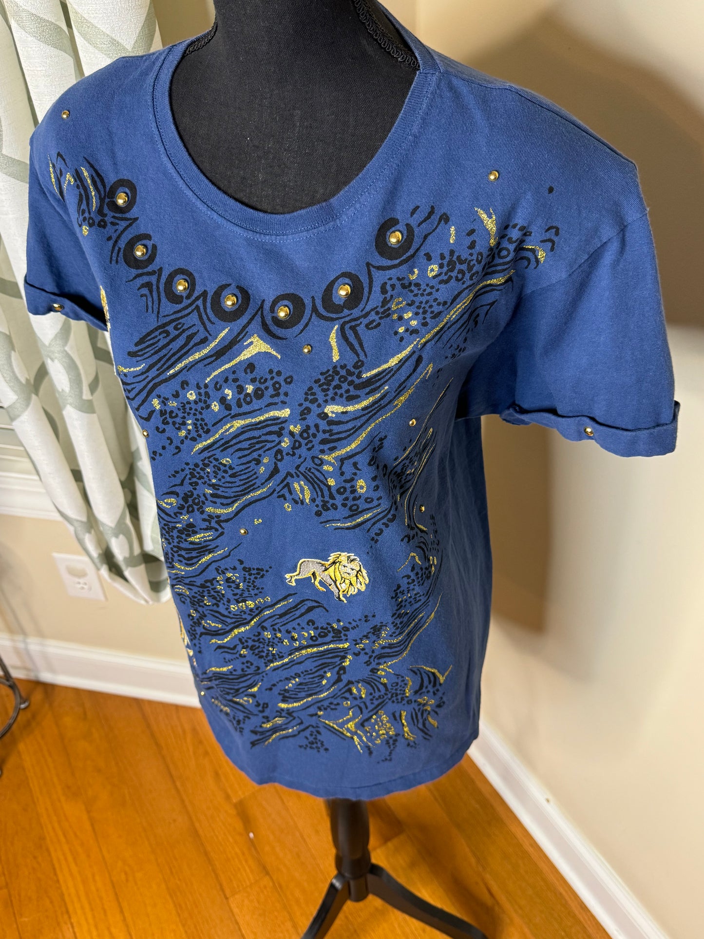 Vintage Mitzia Embroidered, Studded, Hand Painted Tshirt