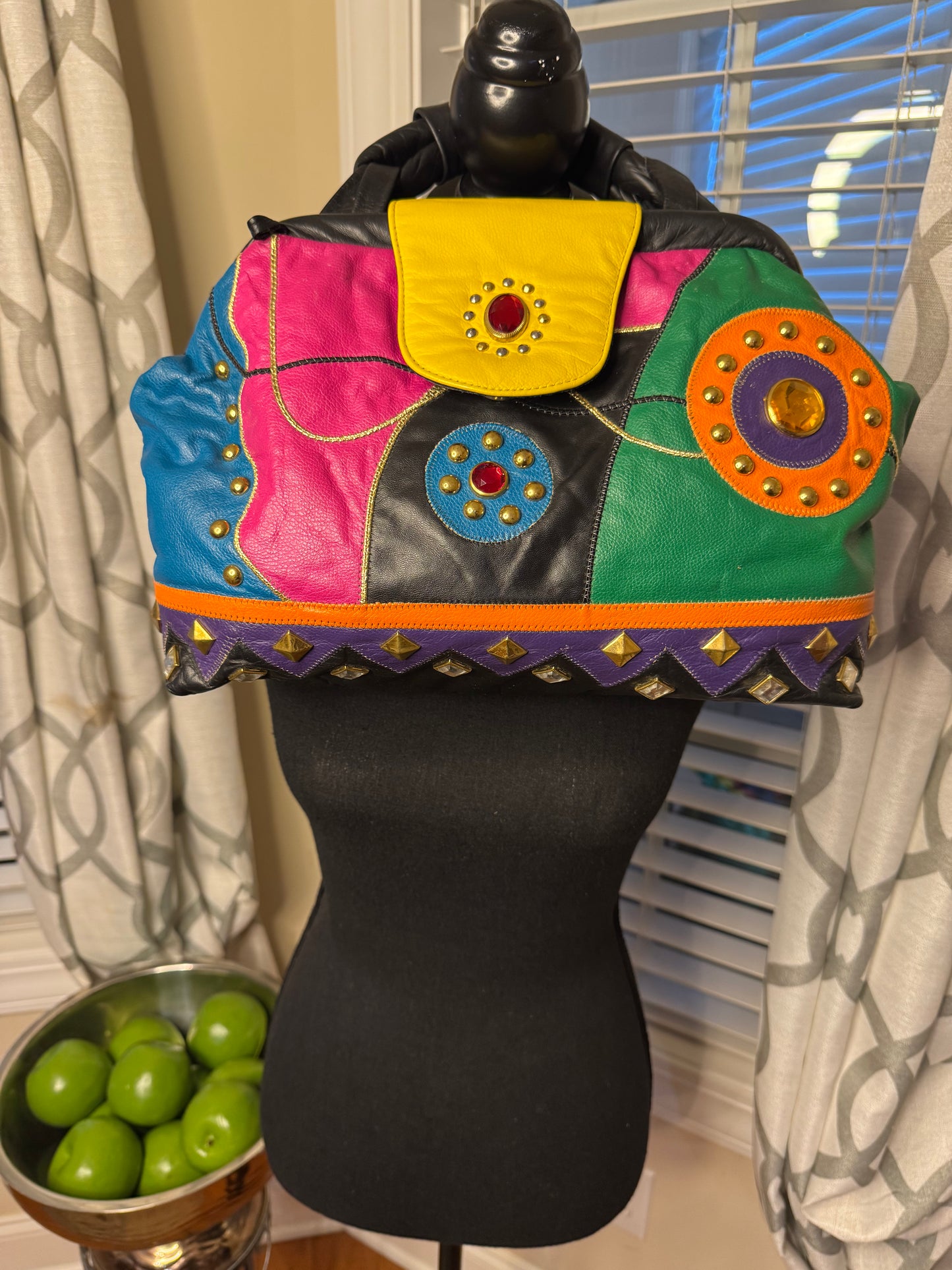 Vtg Bejeweled Color block Purse (No Strap)