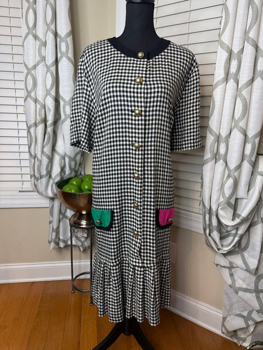 Jessica Howard Vintage Houndstooth and Colorblock Dress