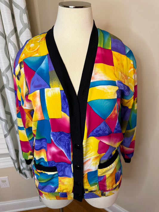 Vintage Peter Popovitch Abstract Print Cardigan