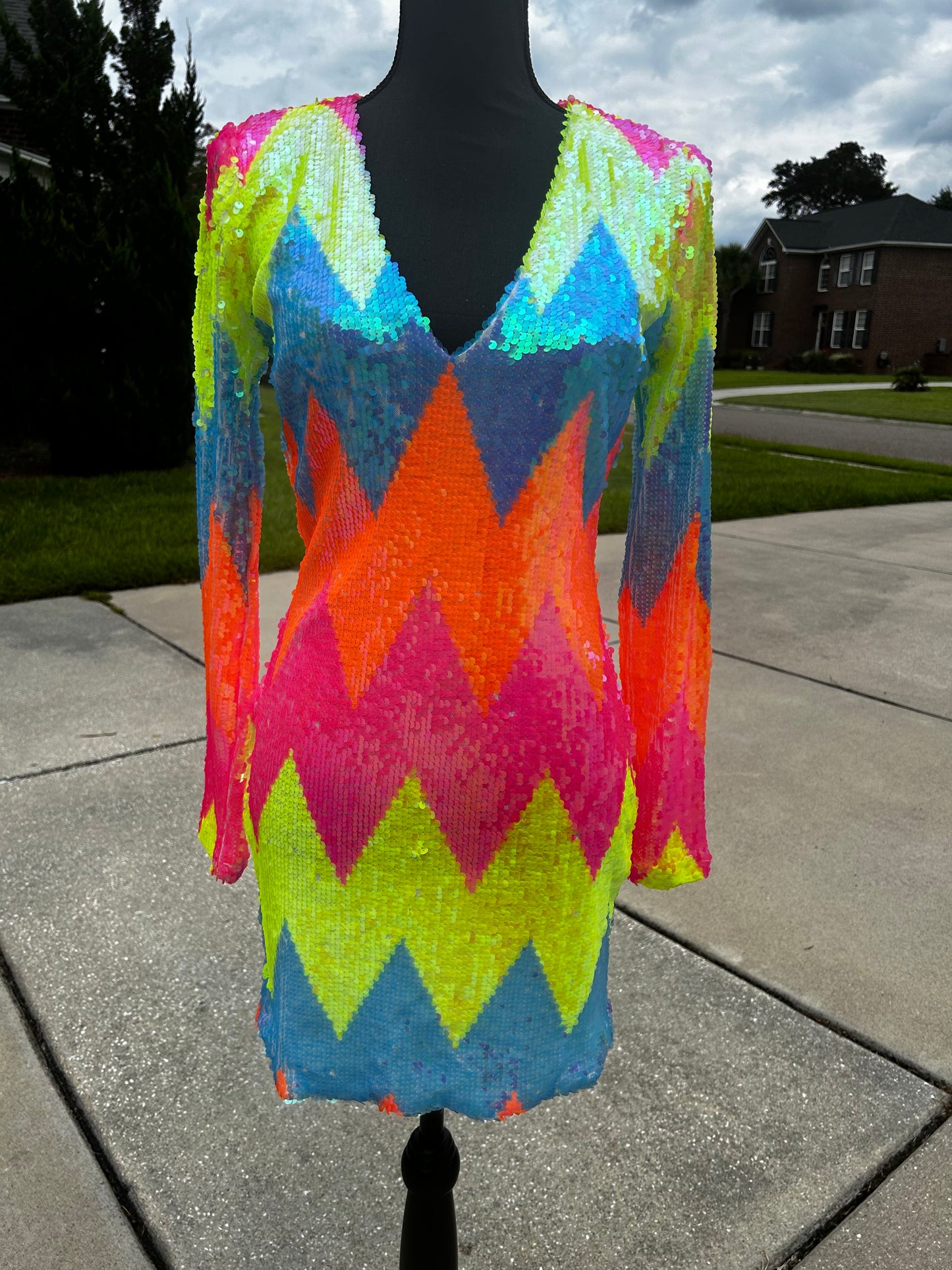 Shop Akira Multicolored Sequin Dress (NWOT)