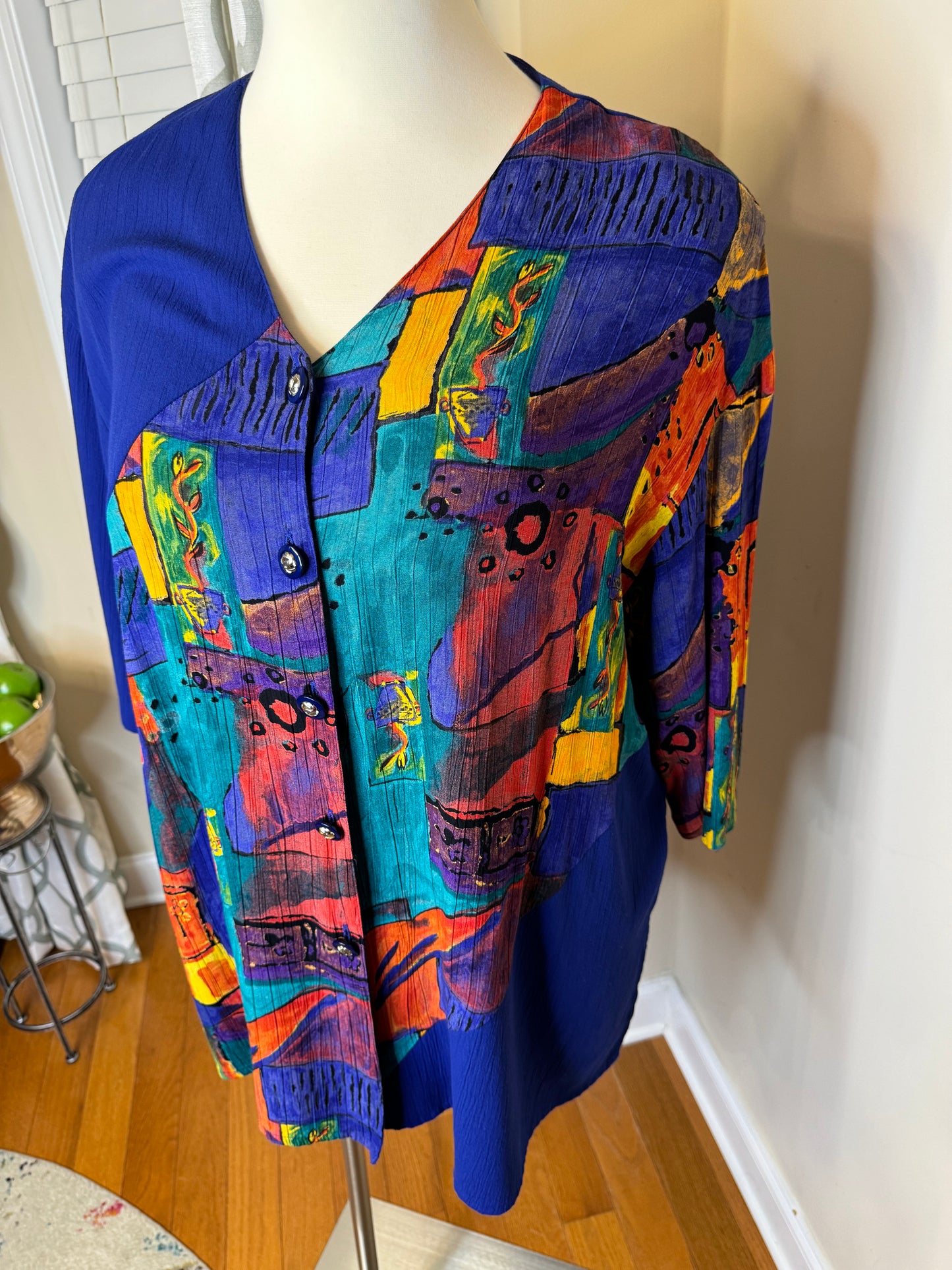 Vtg Abstract Print Plus Size Shirt