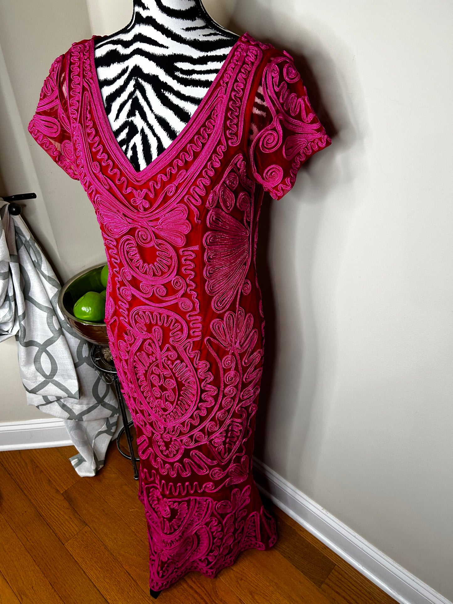 JS Collection Pink Embroidered Dress NWT