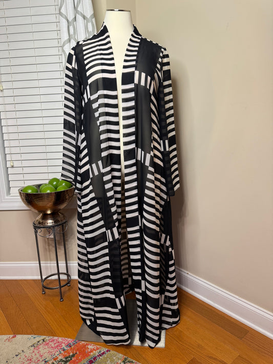 Karen-T Design Black and White Open Sheer Duster