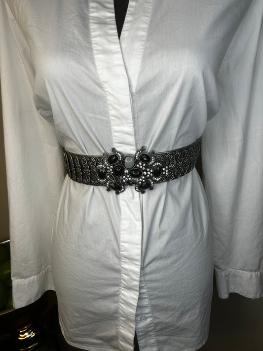 Vintage Scale Belt with Rhinestone Buckle