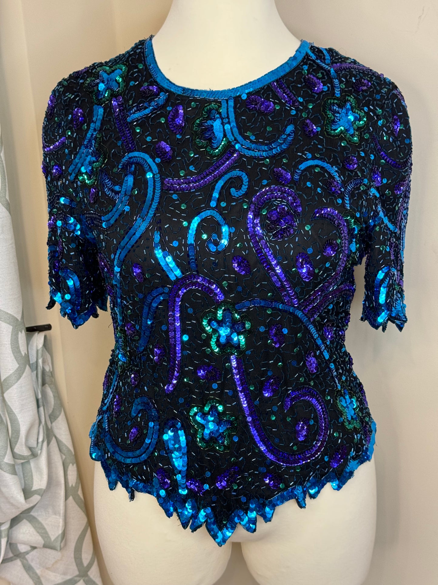 Laurence Kazar Vintage Sequin Blouse