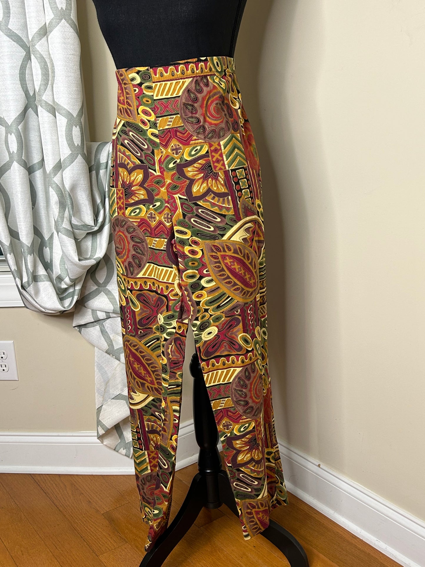 Vintage Abstract Print Pants
