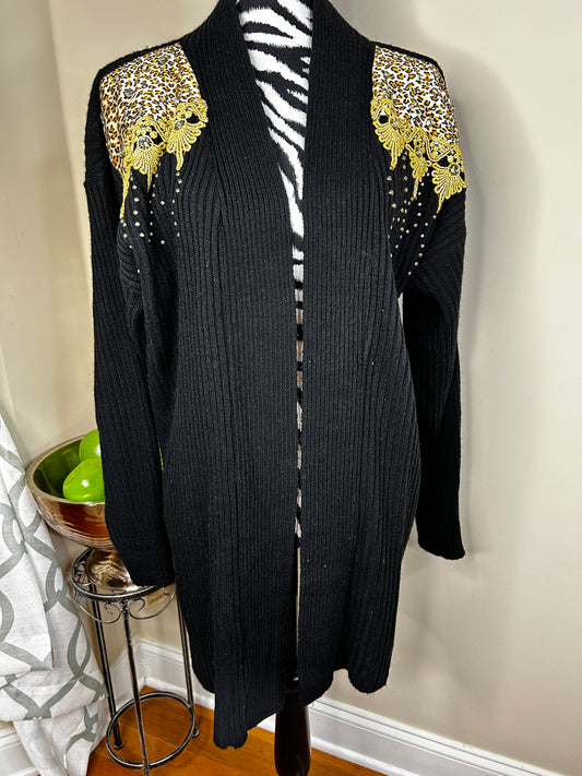 Vintage FOCUS Bejeweled Open Duster