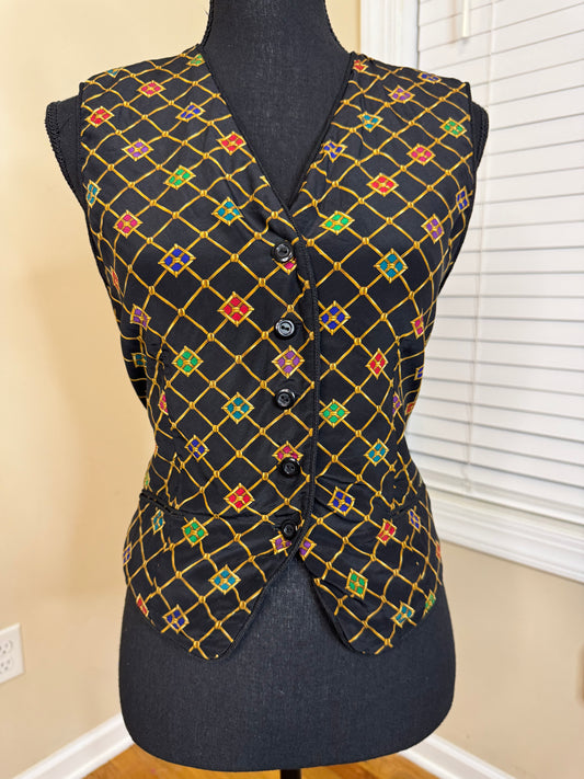 Talbot's Silk Jewel Printed Vest