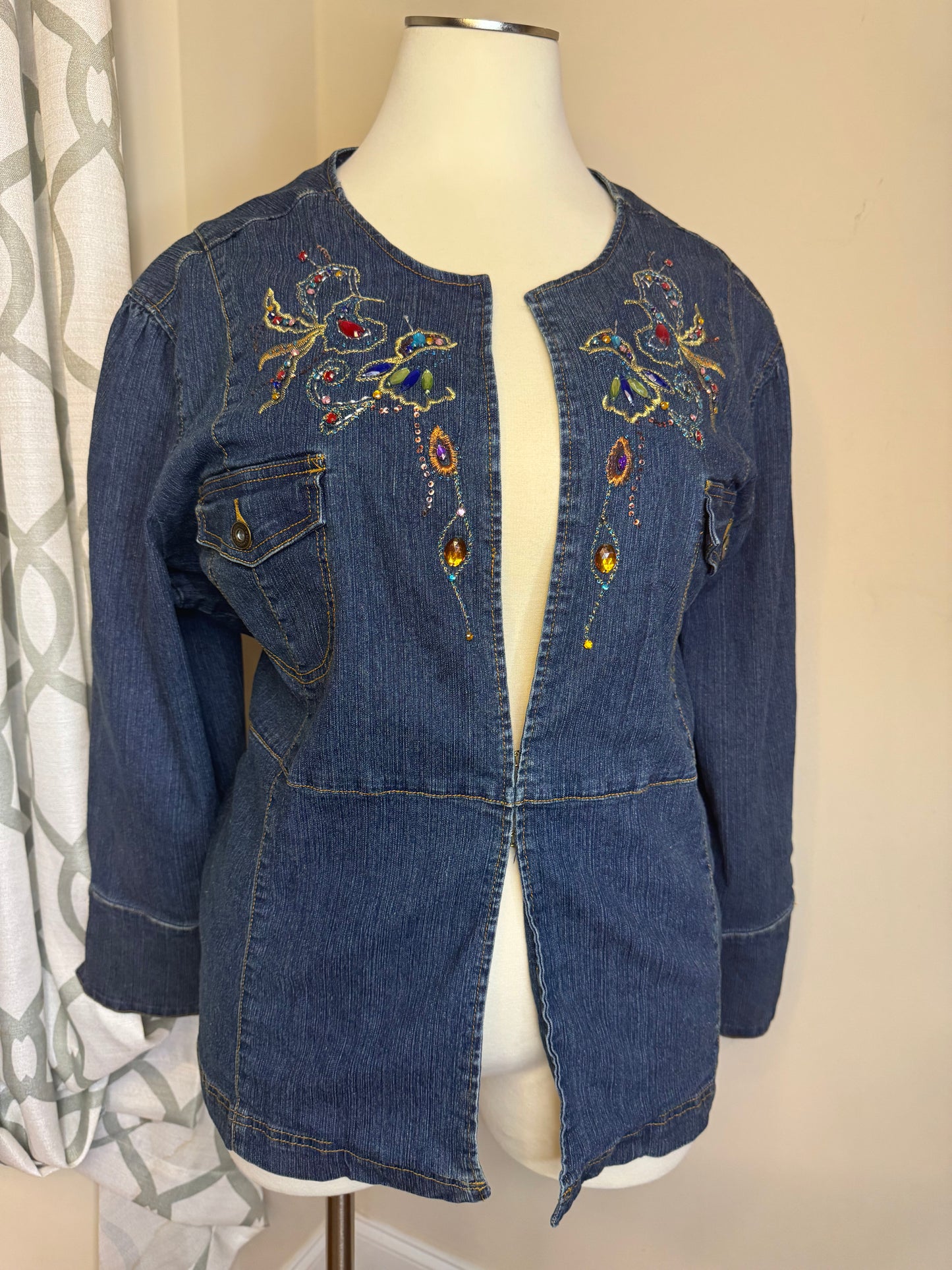 Denim 24/7 Bejeweled and Embroidered Plus Size Jacket