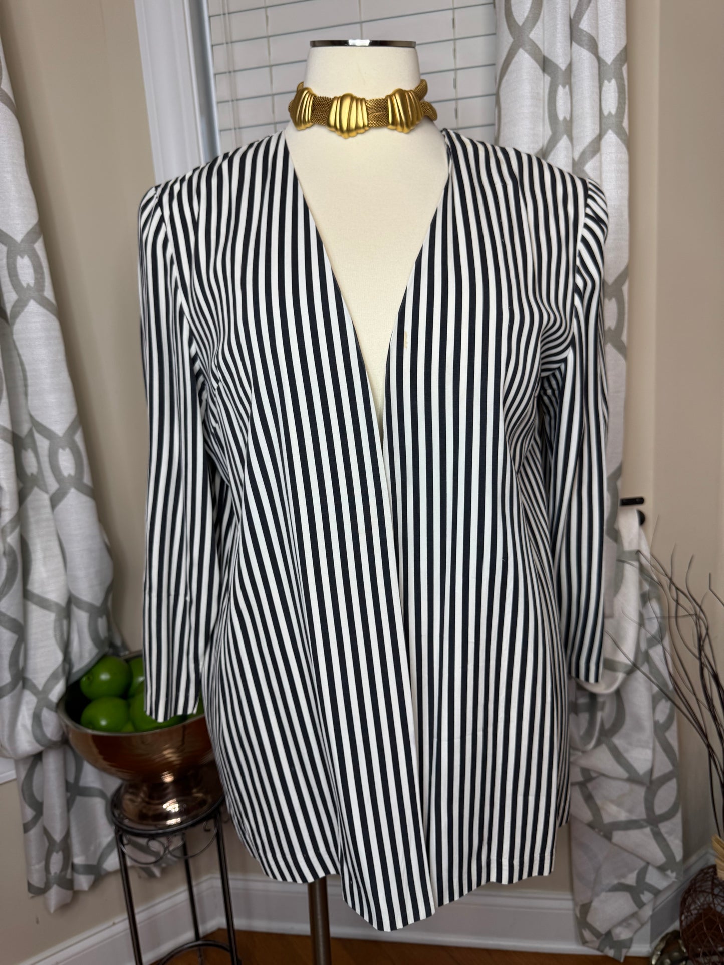 Vintage Open Striped Blazer
