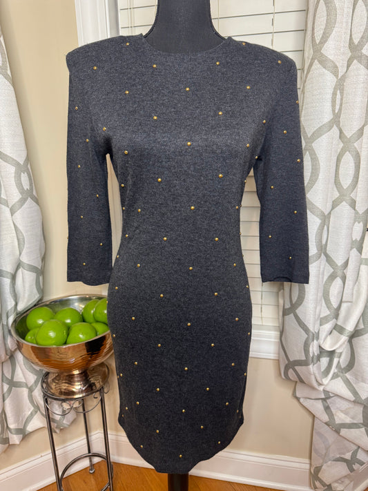 Vintage Hearts Studded Dress with Quarter Sleeves