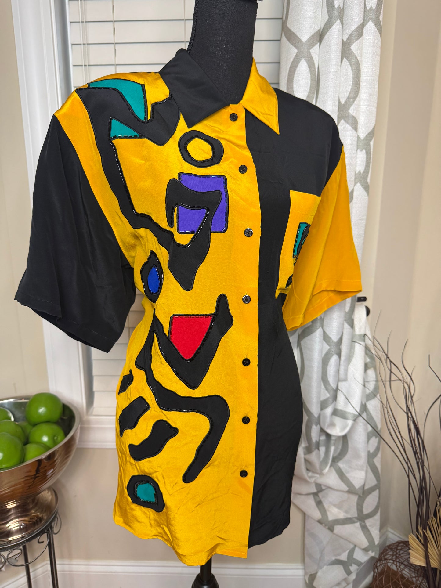 I.B. DIFFUSION Abstract Print Shirt with Sequin Accents