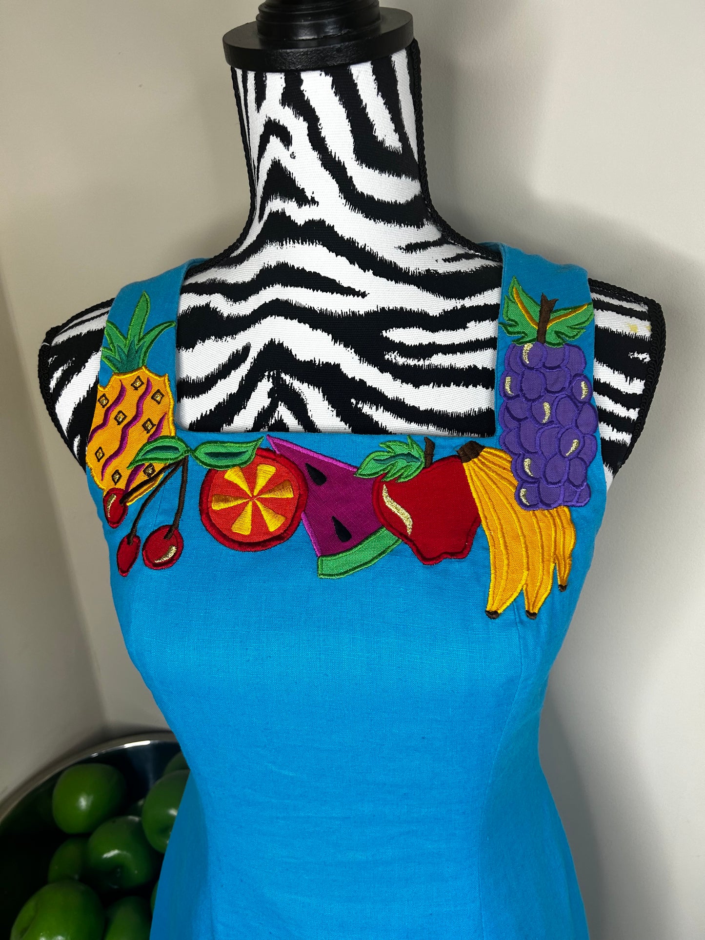 Deborah Laws 90s Fruit Embroidered Dress