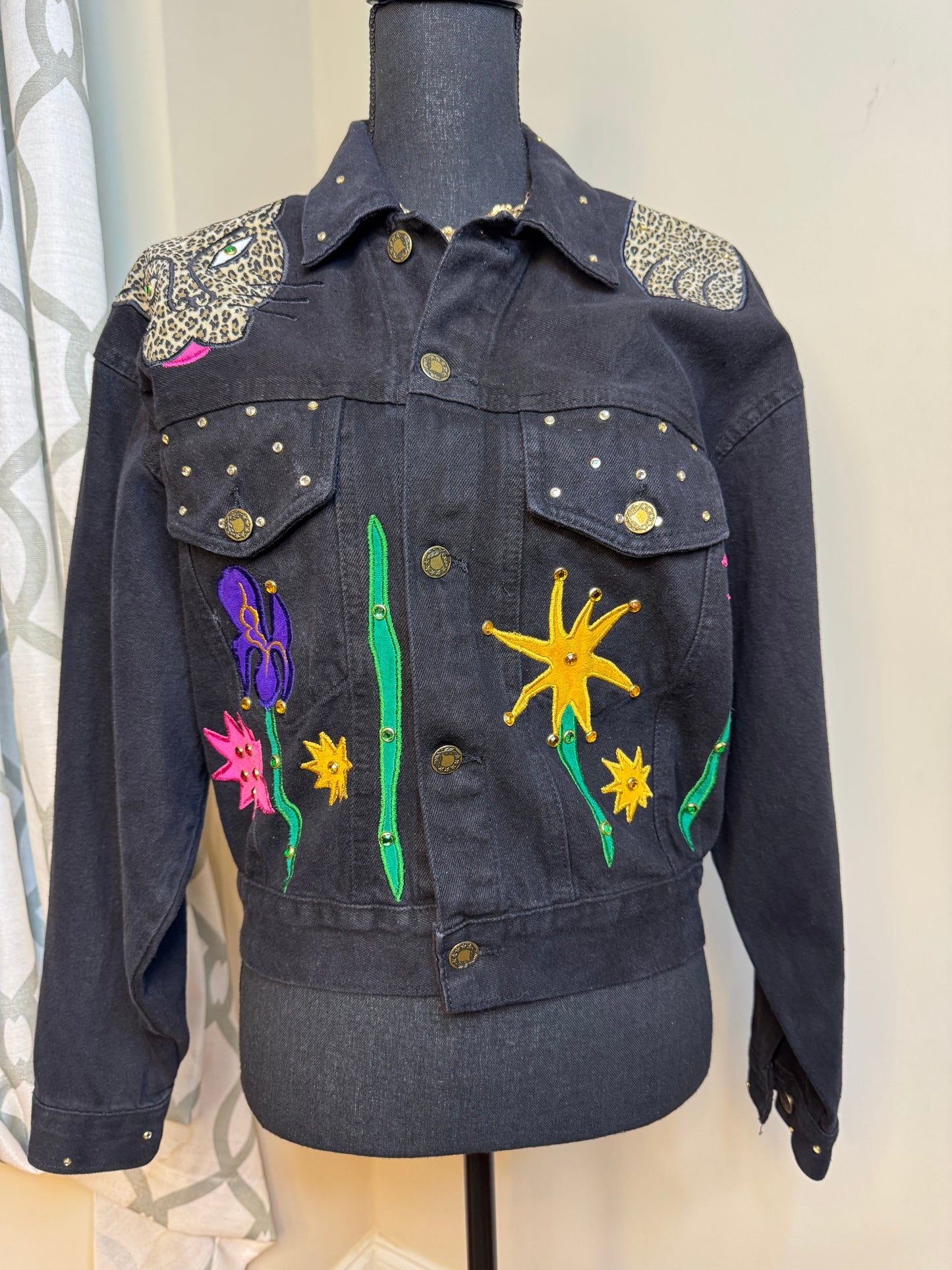 Tamorah Marie Bejeweled and Embroidered Denim Jacket NWT