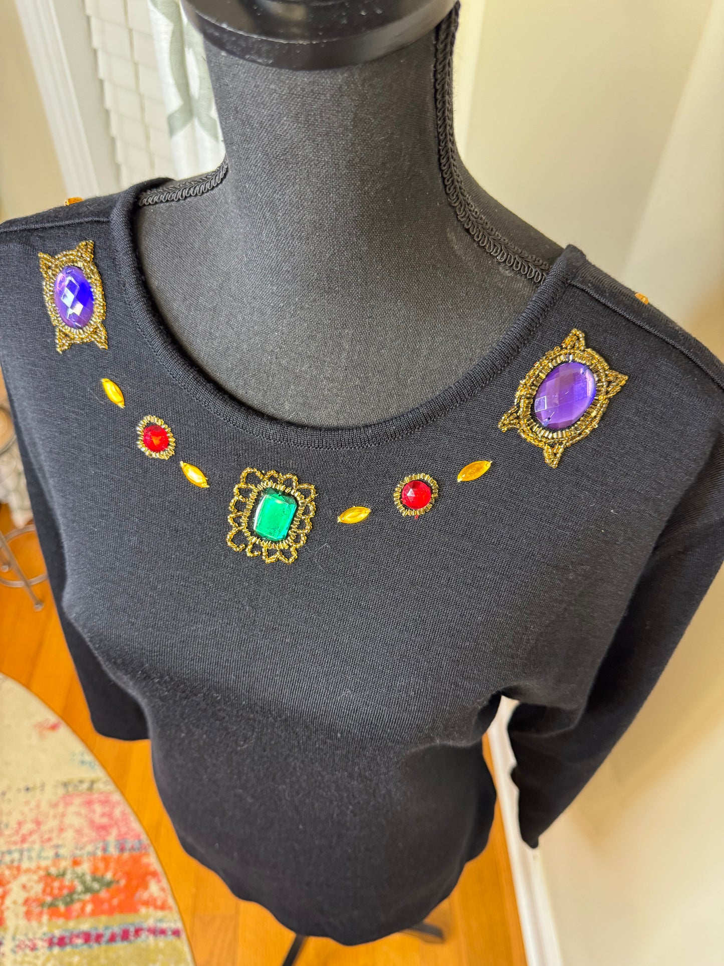 Vtg Collections Bejeweled Sweater Shirt