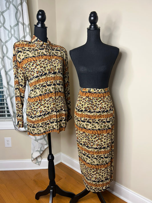 2-Piece Vintage Wrap Skirt Set