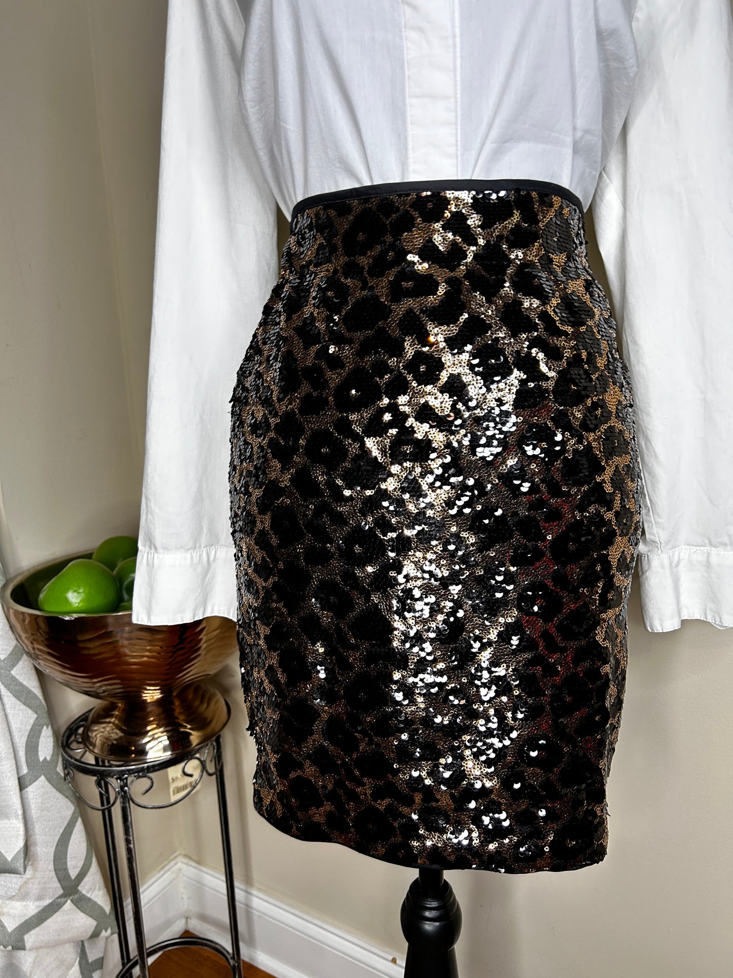 Cache Animal Print Sequin Skirt NWT