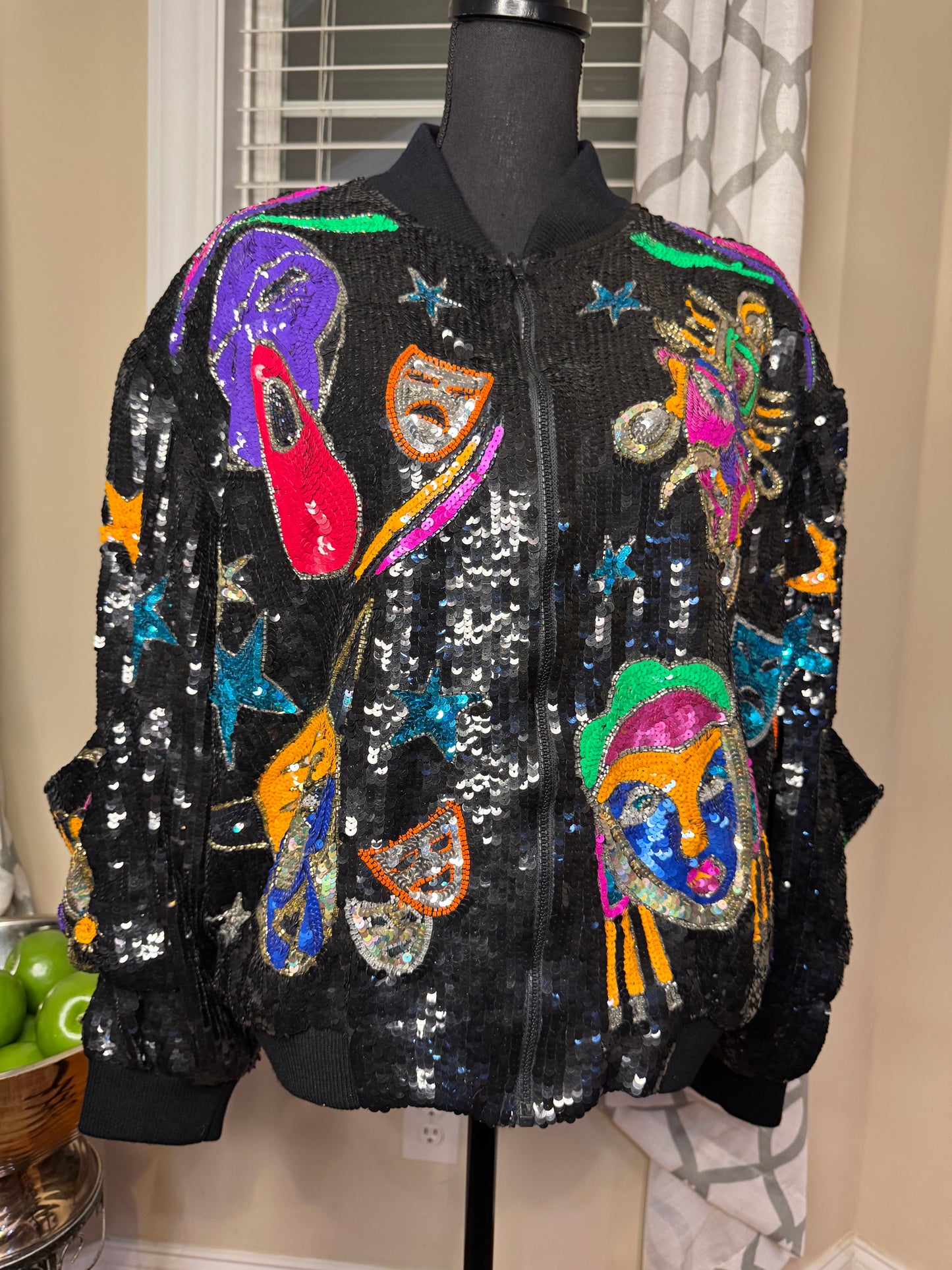 Vtg Sequin Bomber