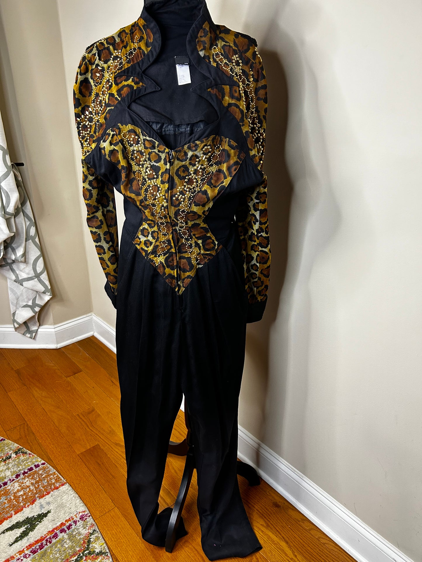 IIF Vintage Leopard Print and Gold Studded Romper