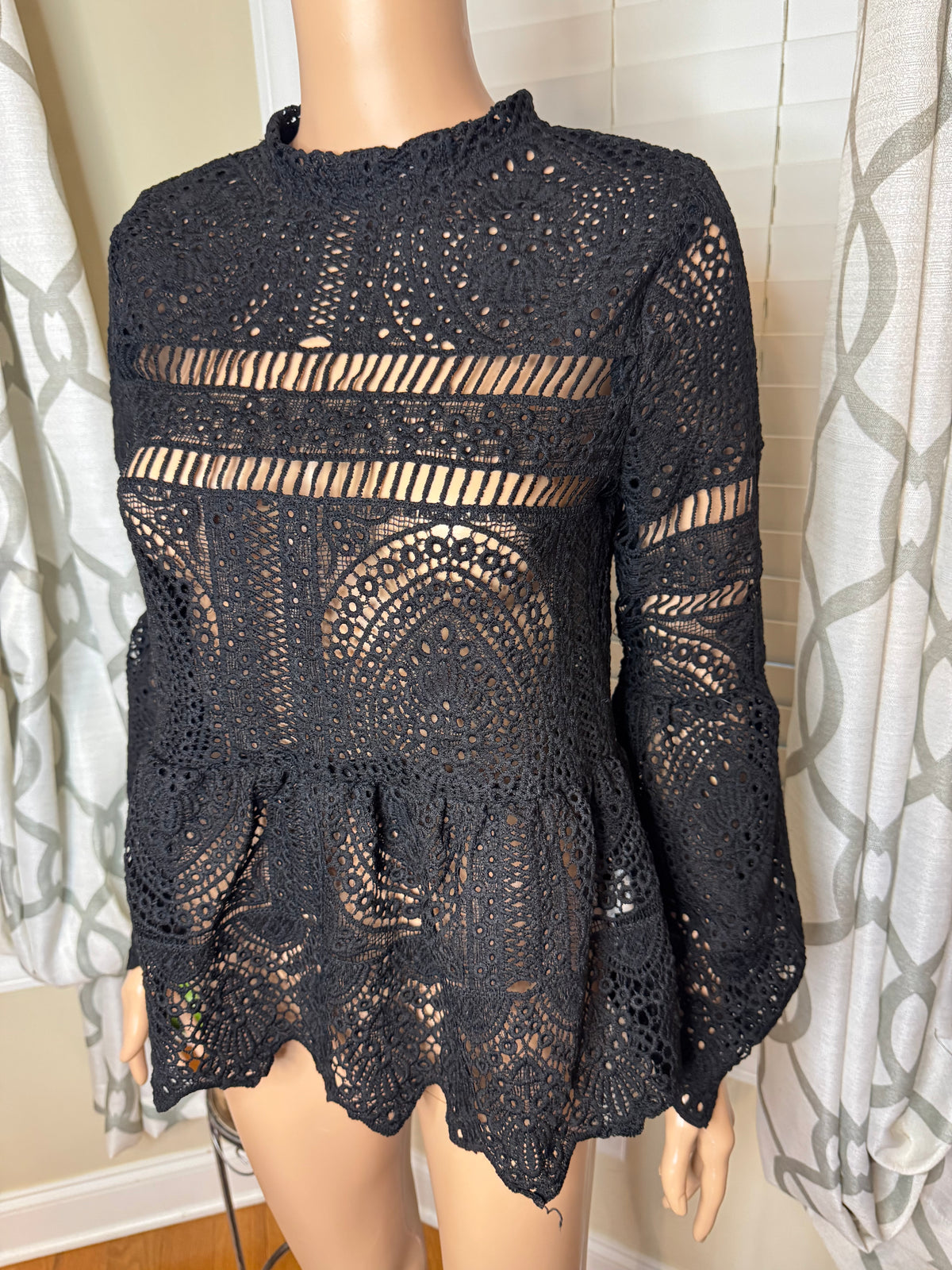 BooHoo Peplum Knit Top with Dramatic Sleeves
