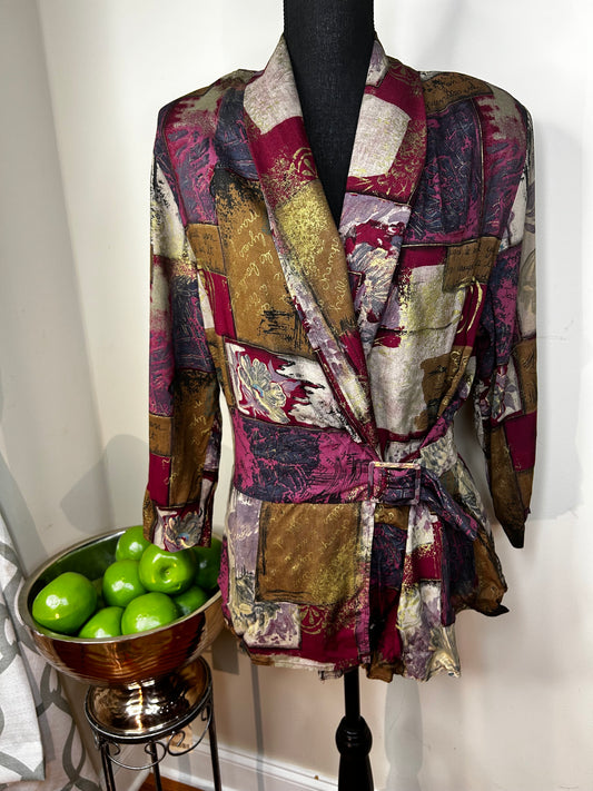 Meryl Fashions Ltd. Vintage Tie-Waist Peplum Blazer
